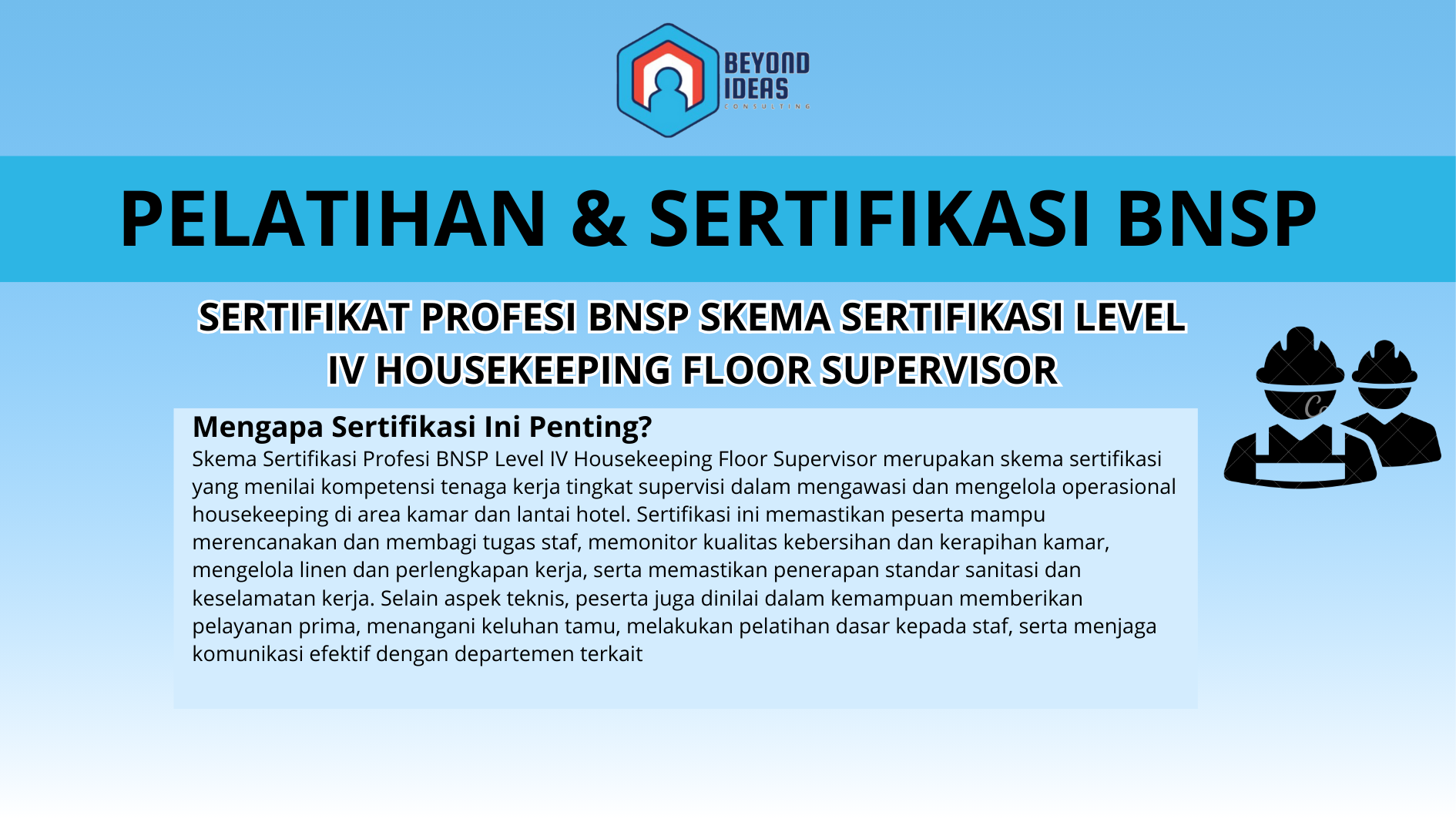 Sertifikat Profesi BNSP Skema Sertifikasi Level IV Housekeeping Floor Supervisor