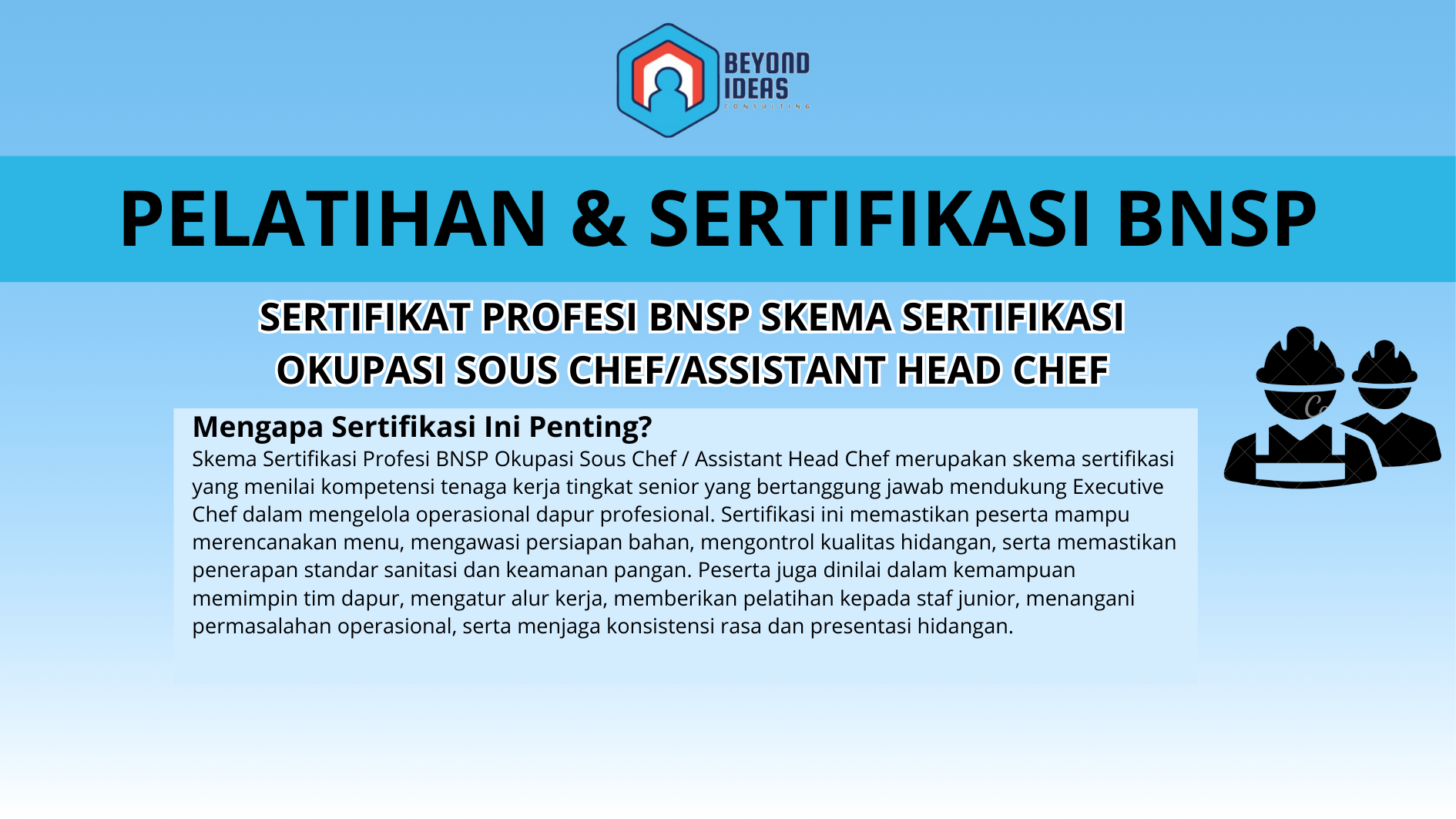Sertifikat Profesi BNSP SKEMA SERTIFIKASI OKUPASI SOUS CHEF/ASSISTANT HEAD CHEF