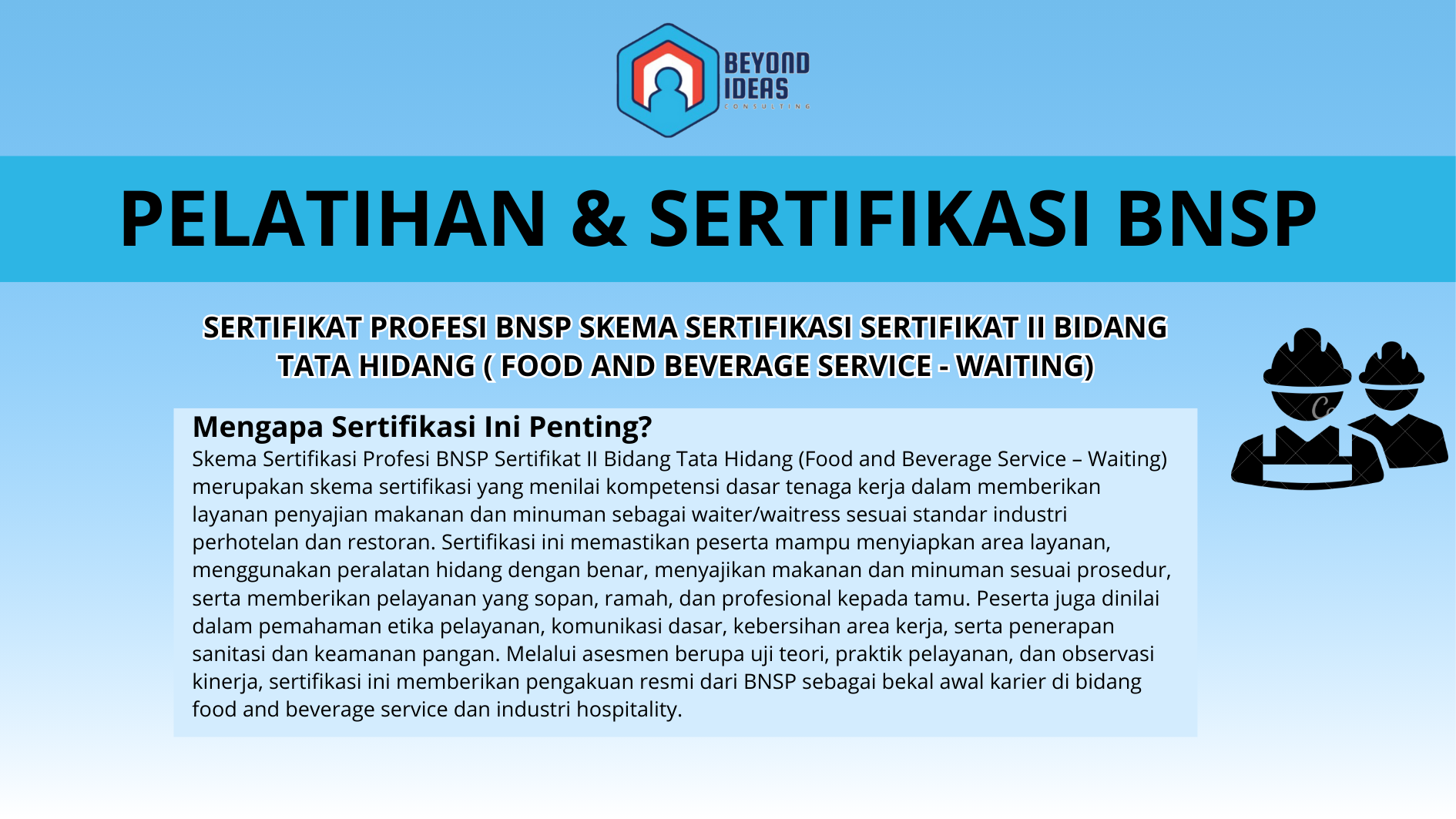 Sertifikat Profesi BNSP Skema Sertifikasi Sertifikat II bidang Tata Hidang ( Food and Beverage Service - Waiting)