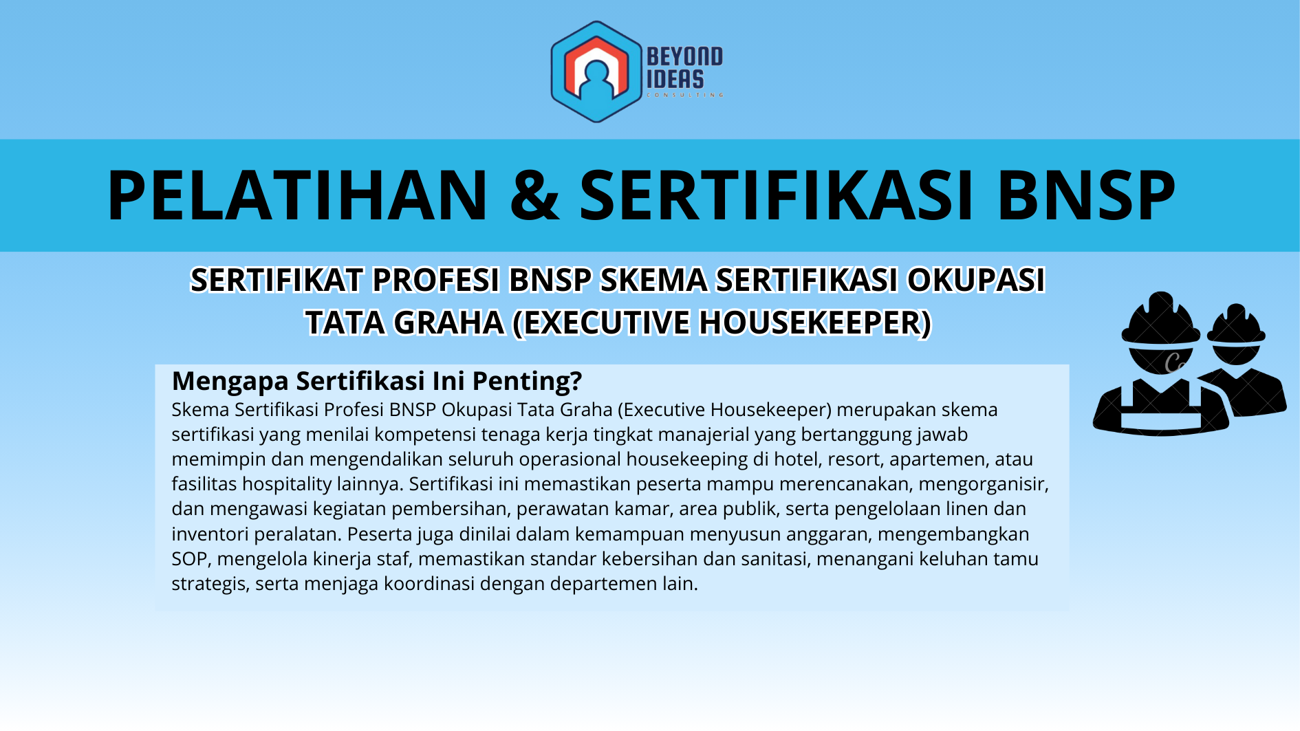 Sertifikat Profesi BNSP Skema Sertifikasi Okupasi Tata Graha (Executive Housekeeper)