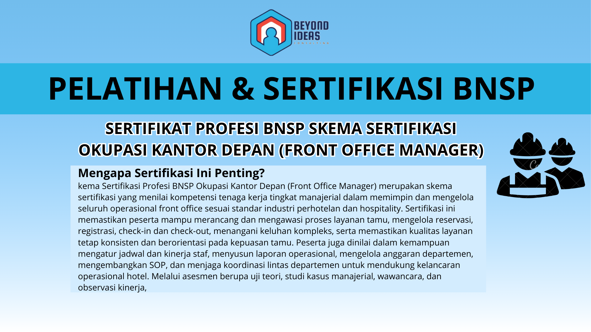 Sertifikat Profesi BNSP Skema Sertifikasi Okupasi Kantor Depan (Front Office Manager)