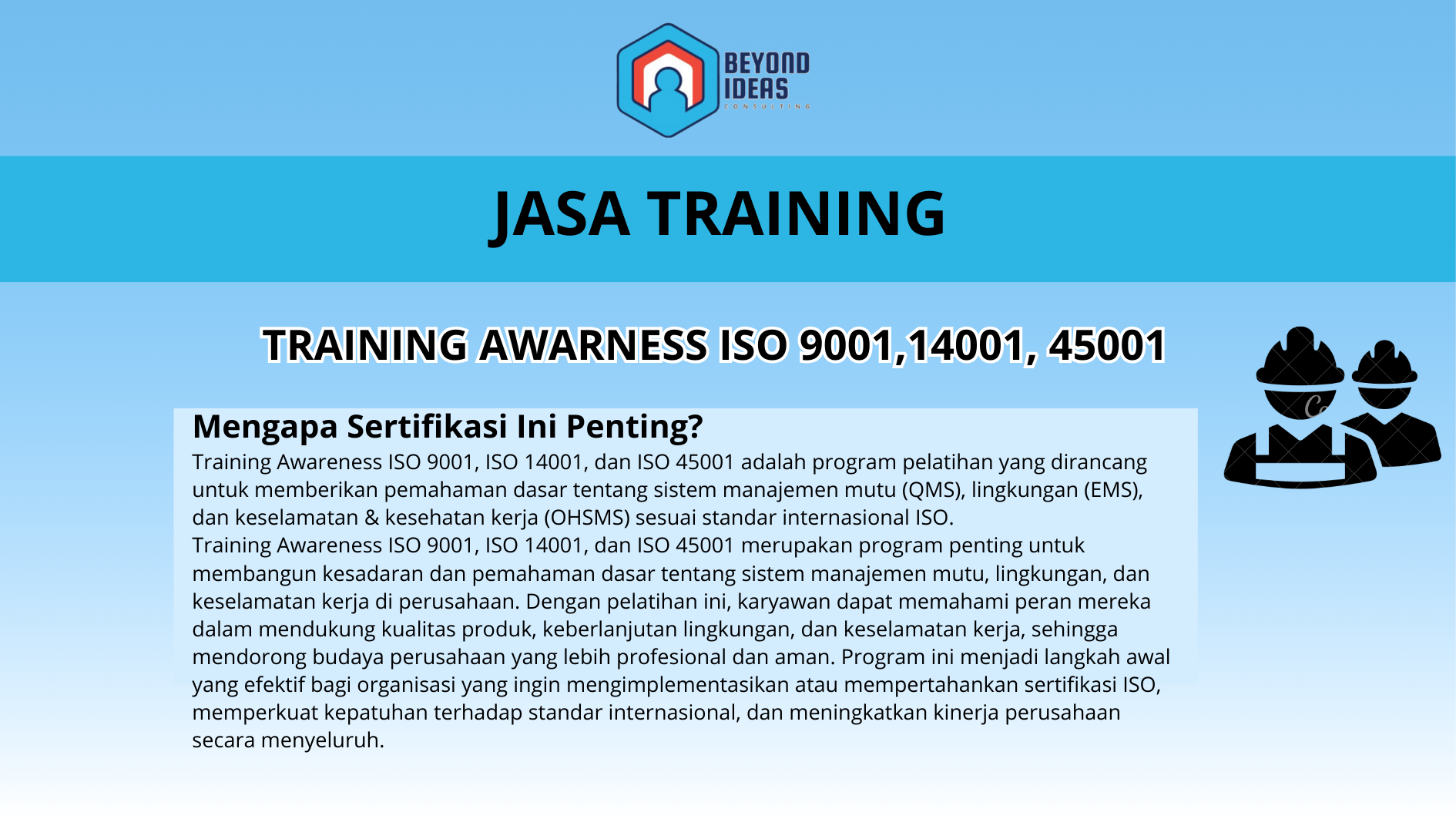 Training awarness ISO 9001,14001, 45001