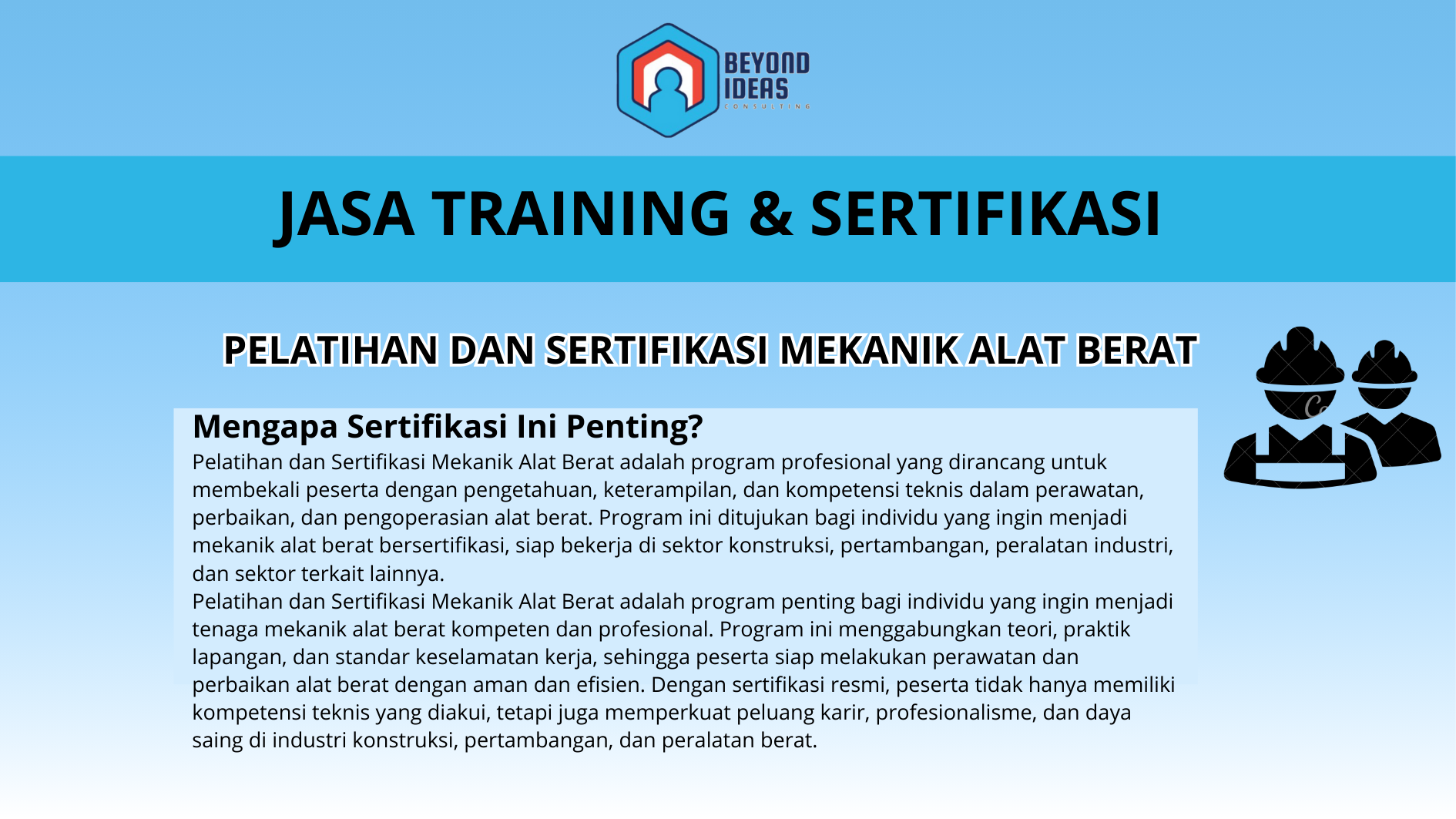 pelatihan dan sertifikasi mekanik alat berat