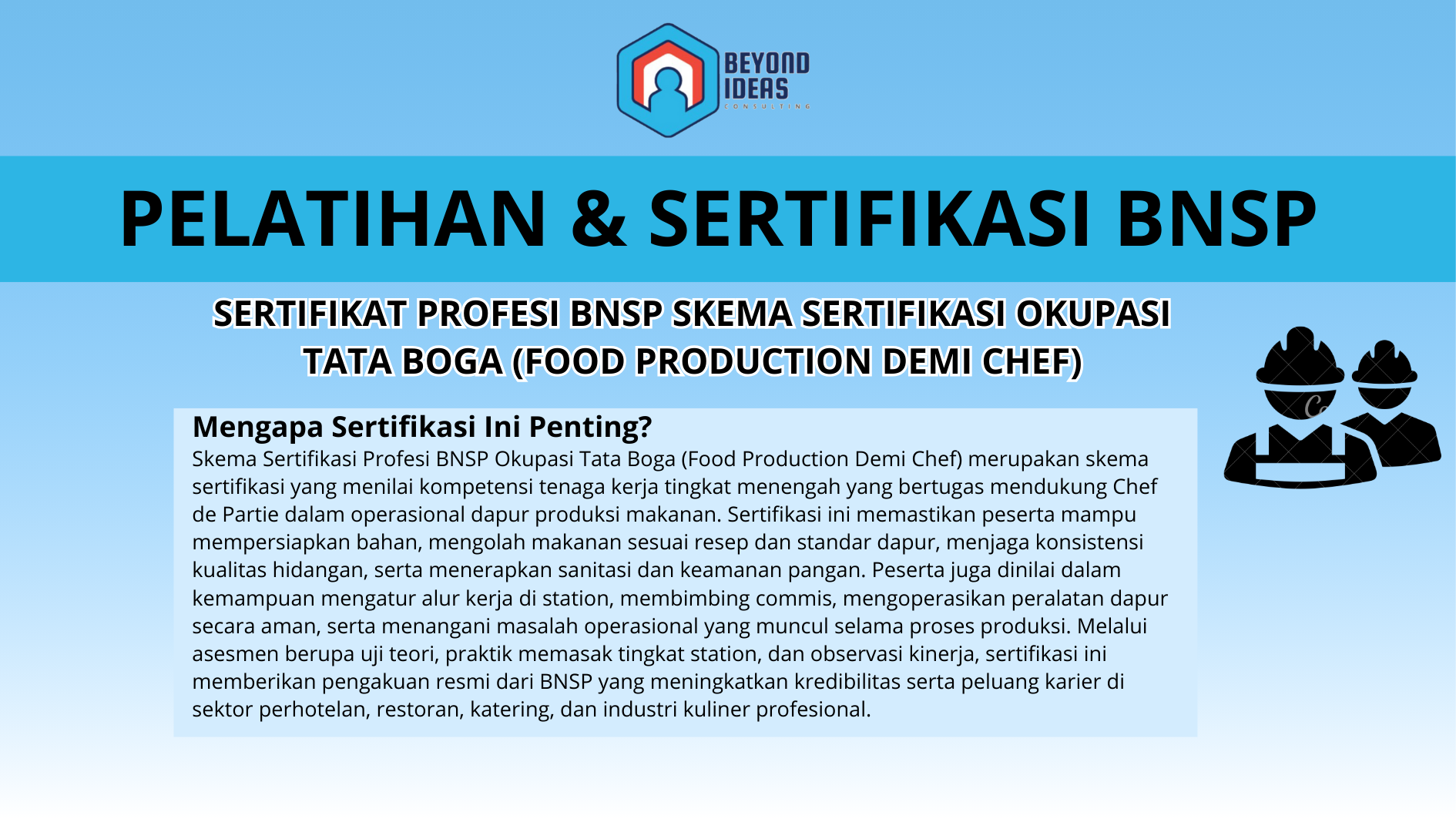 Sertifikat Profesi BNSP Skema Sertifikasi Okupasi Tata Boga (Food Production Demi Chef)
