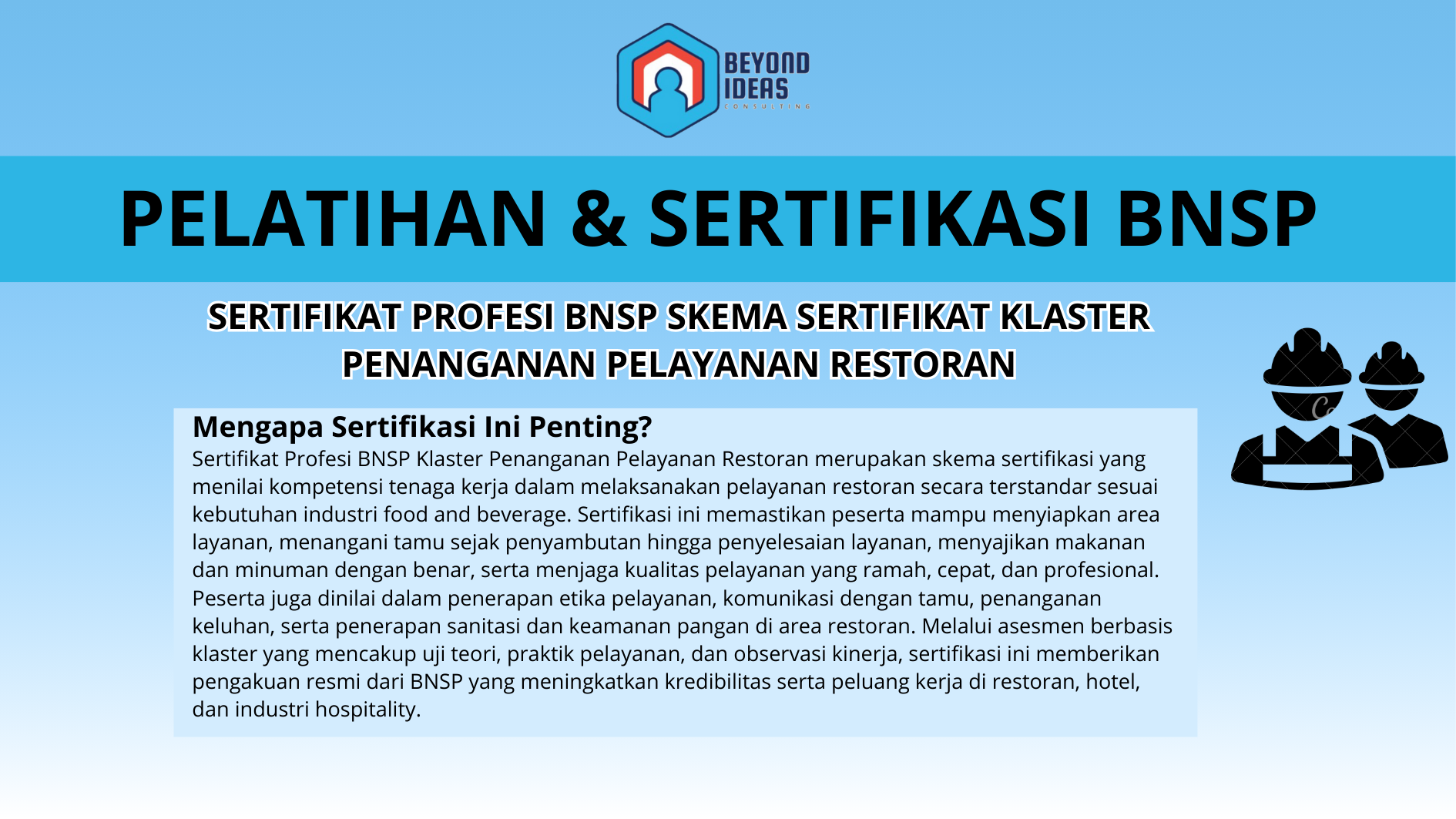 Sertifikat Profesi BNSP Skema Sertifikat Klaster Penanganan Pelayanan Restoran