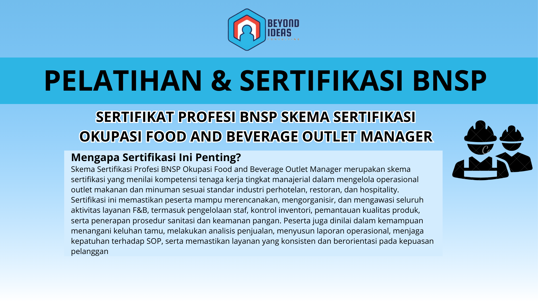 Sertifikat Profesi BNSP SKEMA SERTIFIKASI OKUPASI FOOD AND BEVERAGE OUTLET MANAGER