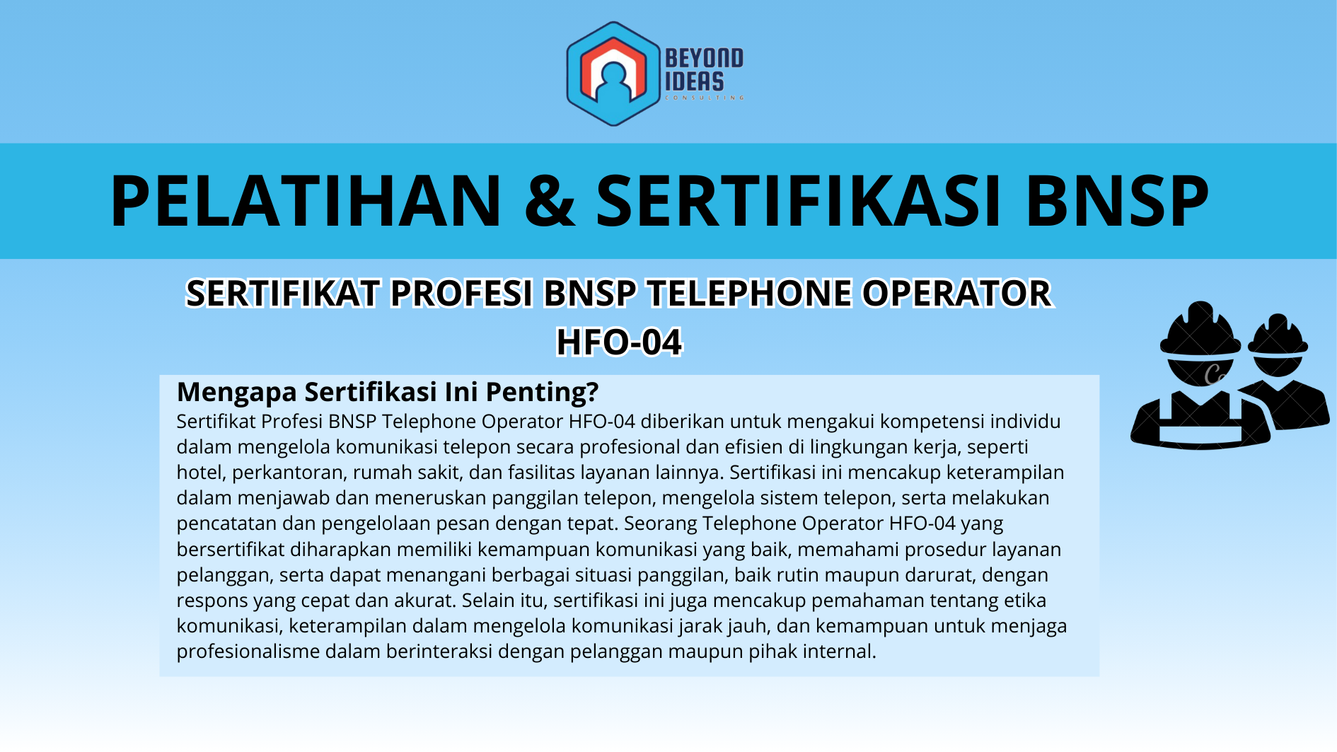 Sertifikat Profesi BNSP TELEPHONE OPERATOR HFO-04
